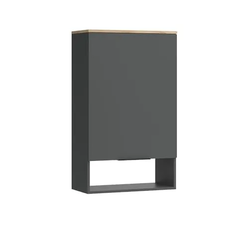Vicco Hängeschrank Wido, Anthrazit/Sonoma - Hängeschrank fürs Bad mit geschlossenen Fächern und Regal, bietet optimalen Stauraum bei kompakten Maßen von 60x30x100 cm, pflegeleichte Oberfläche für einfache Reinigung.