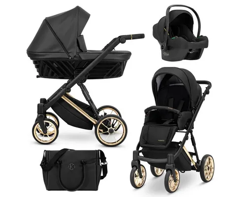 Kunert Ivento Premium 3in1 Kinderwagen Anthrazit mit Goldrahmen - Eleganter 3in1 Kinderwagen von Kunert mit Goldrahmen. Ideal für komfortable Ausflüge mit Ihrem Kind. Mit großen Rädern und verstellbarem Sportsitz für höchsten Komfort und Sicherheit.