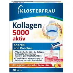 Klosterfrau Kollagen 5000 Aktiv Granulat Sticks - Arzneimittel zur Unterstützung der Knochen- und Knorpelfunktion mit 5000 mg Kollagen pro Tagesportion, angereichert mit Vitamin C, D und Mangan für optimale Gesundheit.
