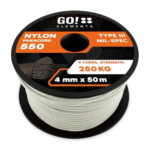 GO!elements Paracord 550 - 4mm Abspannleine - Camping-Zubehör mit reißfester Nylonschnur, ideal für Outdoor-Aktivitäten und vielseitige Einsatzmöglichkeiten.