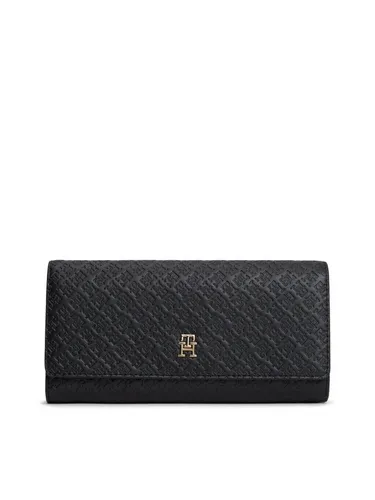 Tommy Hilfiger TH ICON LRG FLAP WALLET MONO - Eleganter Damen Geldbeutel aus hochwertigem Lederimitat mit Druckknopfverschluss. Das stilvolle TH-Schmucklogo und die praktische Fächeraufteilung machen ihn zum idealen Begleiter.