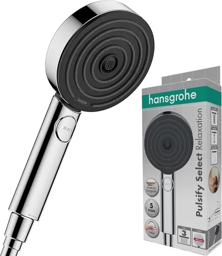 hansgrohe Pulsify Select S Handbrause 24110000 - Handbrausen mit 105 mm Brausekopf, bietet PowderRain, IntenseRain und Massagestrahl. Mit Select-Taste für einfache Strahlartenumstellung und Quick-Clean Funktion.