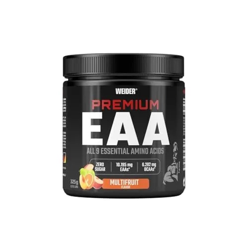 Weider Premium EAA Pulver - Essentielle Aminosäuren - BCAA 2:1:1 Verhältnis, vegan & zuckerfrei - 325g - Multifruit