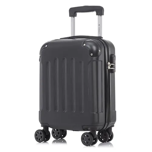 YONSLY Koffer Suitcase S Schwarz – Trolley Reisekoffer mit 4 Rollen - Robuster Hartschalenreisekoffer mit 360°-Doppelrollen für mühelose Mobilität. Integriertes Sicherheitsschloss und ergonomischer Gummigriff für hohen Komfort und Sicherheit auf Reisen.