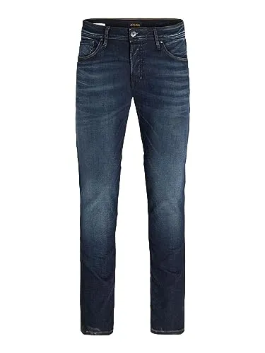 Herren Jack & Jones Jeans Tim Straight Legs Slim Fit - Jeans für Herren im klassischen Five-Pocket-Design, aus weichem Stretchmaterial für optimale Passform und Komfort. Ideal für den Alltag.