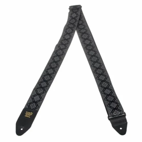 Ernie Ball E-Guitar Strap Regal Black - Gitarrengurte mit hochwertigem Jacquard-Design, verstellbar von 104 cm bis 183 cm und ausgestattet mit robusten Lederenden für optimalen Halt.