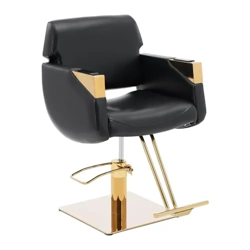 Physa Armlehnstuhl Friseurstuhl mit Fußstütze - 200 kg belastbar in Schwarz & Gold - Stuhl für Friseure und Barber Shops, bietet hohe Stabilität mit einer Belastbarkeit von bis zu 200 kg und elegantes Design in Schwarz und Gold.
