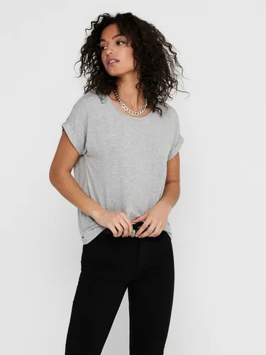 ONLY T-Shirt ONLMOSTER – T-Shirt mit melierter Optik und elastischem Material meliert, casual, lässig geschnitten, Viskosemischung, Rundhals
