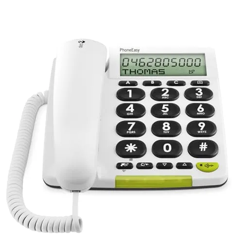 DORO PhoneEasy 312cs - Schnurgebundenes Festnetztelefon mit großem Display - FESTNETZTELEFON FÜR ÄLTERE NUTZER: Das Doro PhoneEasy 312cs bietet ein großes Display und extra große Tasten für einfache Bedienung. Ideal für klare Gespräche mit Freisprechfunktion und Anrufanzeige.
