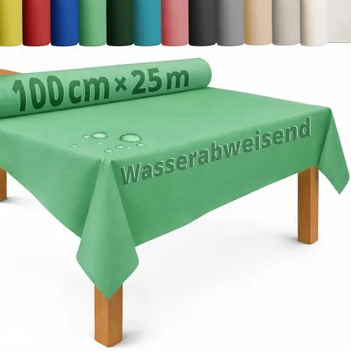 DecoHomeTextil Tischdecke Rolle Vliesstoff Salbeigrün - Wasserabweisende Tischdecke aus Vliesstoff, ideal für stilvolle Tischdekoration und Schutz bei Feiern. Maße: 2500 cm x 100 cm.