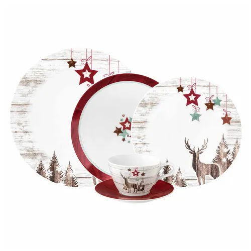 Seltmann Weiden Life Christmas Kombiservice 30-teilig - Festliches 30-teiliges Kombiservice aus hochwertigem Porzellan mit Elchmotiv, ideal für Weihnachtsfeiern und elegante Tischdekoration.