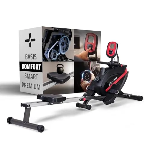 SportPlus Rudergerät für zuhause klappbar - extra leises Magnetbremssystem, TÜV SÜD zertifiziert und ideal für ganzheitliches Training bis 150kg