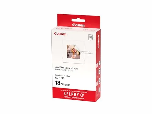 Canon KC-18 IS Sticker-Papier für Selphy Drucker - 18 quadratische 5x5 cm Sticker, ideal für kreative Dekorationen und Projekte