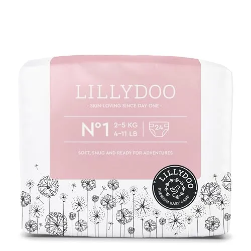LILLYDOO hautfreundliche Baby Windeln - Größe 1 (2+ kg), 24 Stück, Sicherer Auslaufschutz, Weich, Ohne Parfüme & Lotionen für empfindliche Haut, Dermatologisch getestet