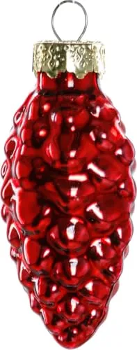 TrendLine Glas-Tannenzapfen rot 12 Stück 6 cm Weihnachtsbaum Weihnachtsschmuck
