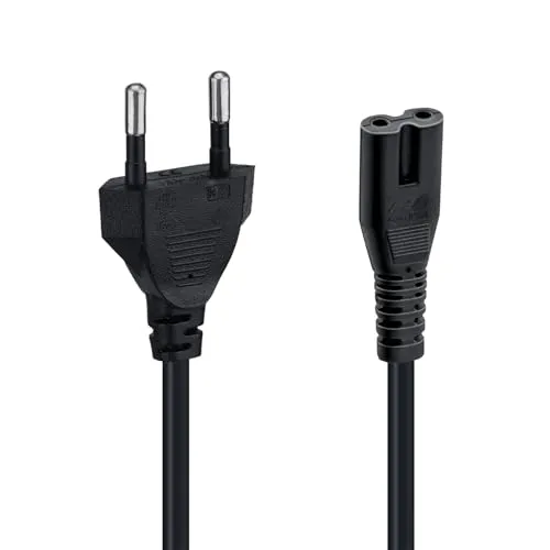 Mcbazel 1,5m Stromkabel C7 Eurostecker (Achterstecker), 2-poliges Netzkabel für PS5,PS4,PS3,PS2,PS1,Xbox, Smart-TV, Drucker, Radio & Monitor, Ersatz Kleingerätekabel, Schwarz