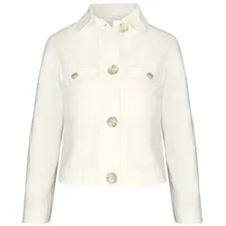 Bianca PEGGY Cream 44 - Stylische Kurzjacke aus weißem Denim. Der bequeme Materialmix und die gerade Passform gewährleisten hohen Tragekomfort. Perfekt für modische Freizeit-Looks mit Kentkragen und trendiger Knopfleiste.