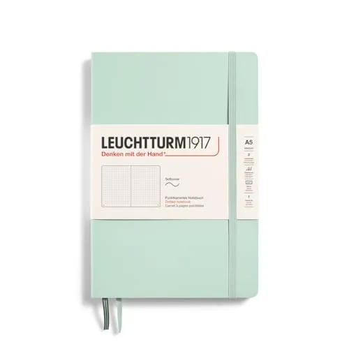 LEUCHTTURM1917 367272 Notizbuch Medium (A5), Softcover Schreibbuch, 123 nummerierte Seiten, Mint Green, dotted