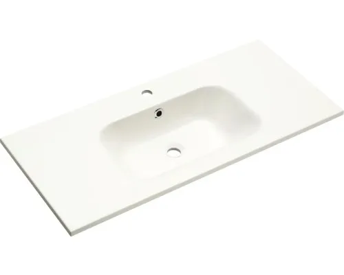 Pelipal Möbelwaschtisch Quickset 923 - 101 x 46 cm weiß glänzend - Badezimmermöbel mit elegantem Design und hoher Stabilität. Der Waschtisch aus langlebigem Mineralguss bietet ausreichend Platz und einfache Montage dank Hahnloch.