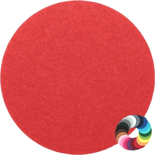 BIASTO Filzuntersetzer Rund 25cm in rot (HF021); Farbauswahl & Größenwahl; Untersetzer Gläser; Für Getränke, Tassen, Blumentöpfe, Vasen, Tisch, Bar, Wohnung, Tisch-Deko