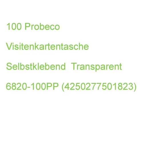 Probeco Visitenkartentasche Selbstklebend Transparent, Für 1 Visitenkarte, 100 S