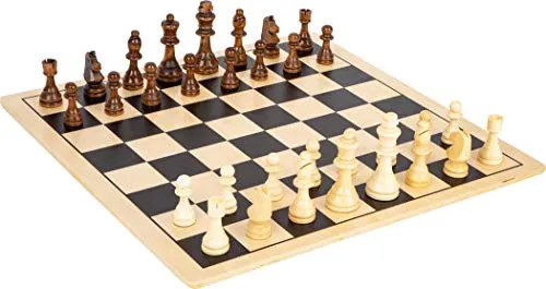 small foot Schach und Dame XL aus Holz - 2 Spiele für 2 Spieler - Gesellschaftsspiele für 2 Spieler, extra großes Schachbrett für optimale Handhabung, fördert strategisches Denken, Konzentration und Geschicklichkeit, inkl. Stoffbeutel zur Aufbewahrung.