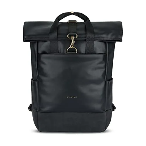 Expatrié Cityrucksack Adele Laptop Rolltop Damen - Freizeitrucksack aus hochwertigem, wasserabweisendem Kunstleder, ideal für den Alltag und schützt Ihre Technik.