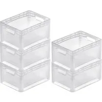 PROREGAL SuperSparSet 5x Eurobehälter LightLine - Transportboxen: Sparen Sie mit diesem Set aus 5 stabilen, transparenten Eurobehältern, ideal für Lagerung und Transport. Ergonomische Griffe und 100% recyclebar!