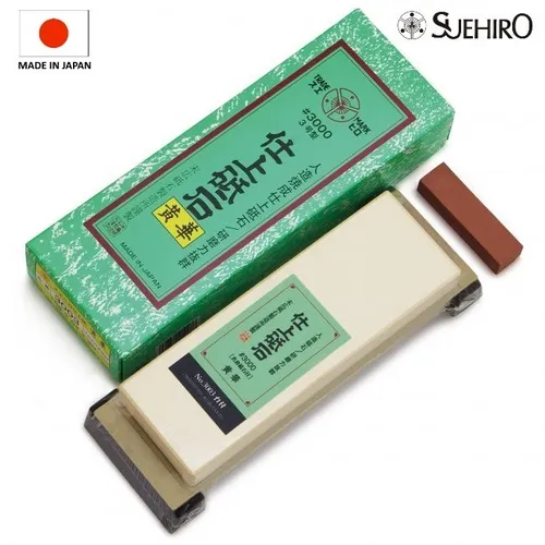 Japanischer Wasserstein 3000 Suehiro mit Ständer und Nagura-Stein