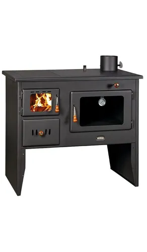 Prity 1P41W12 Küchenofen - Wasserführender Holzherd mit 12,1 kW - Öfen mit wasserführendem System, ideal für nachhaltige Heizlösungen in der Küche, hohe Brenndauer von über 10 Stunden und Energieeffizienzklasse A.