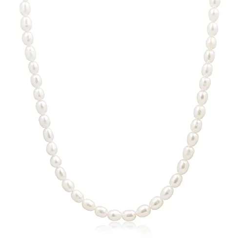 COAI Geschenkideen Damen Natürliche Weiße Süßwasserperlen Halskette Barockstil Vintage Schmuck