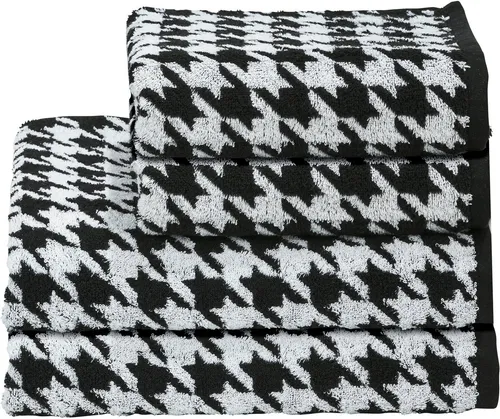 Done. Handtuch Set "Daily Shapes Bird", schwarz, 4 tlg. - Hochwertiges Handtuch Set aus saugfähigem Jacquard-Walkfrottier, ideal für den täglichen Gebrauch. Mit waschfester Bordüre und 4 Teilen: 2x 30x50 cm und 2x 50x100 cm. Pflegeleicht und trocknergeeignet.