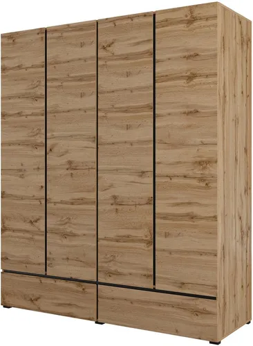 Drehtürenschrank INOSIGN "Cross" - Moderner, griffloser Kleiderschrank in Wotan Eiche - Kleiderschränke mit 4 Türen und 2 Schubladen, aus FSC-zertifiziertem Holzwerkstoff für nachhaltige Qualität und ein modernes Design, ideal für jedes Schlafzimmer.