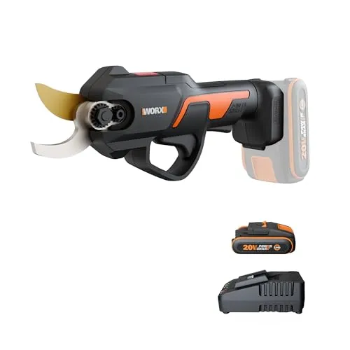 Worx NITRO WG330E Akku Astschere 20V - Bürstenloser Motor für 50% längere Betriebszeit, inkl. 2Ah Akku und Ladegerät