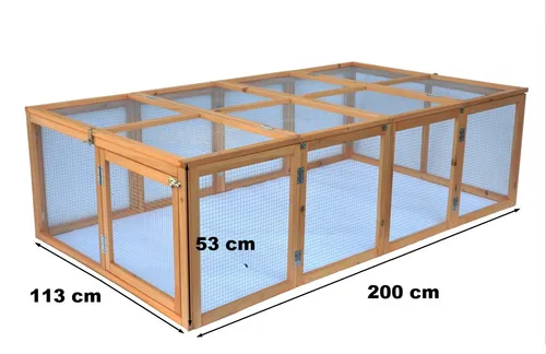 Kaninchen Freigehege Purzel 200 x 123 x 53 cm - Käfige, Auslauf & Gehege - Faltbares, wetterfestes Freilaufgehege aus Holz für Kaninchen und Hasen, ideal für sicheren Auslauf im Freien.