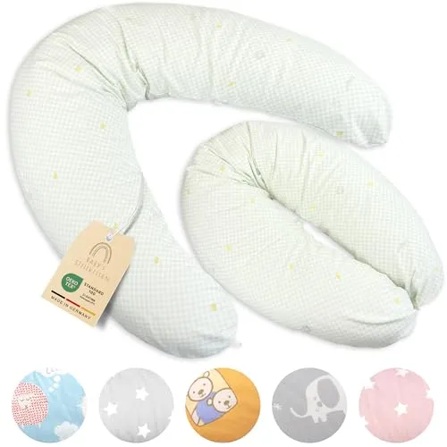 Baby's Stillkissen XXL - 190cm Schwangerschaftskissen mit Bezug - Geprüftes Schwangerschaft Kissen für Baby & Erwachsene - Kuscheliges Stillkissen Seitenschläferkissen & Lagerungskissen Erwachsene