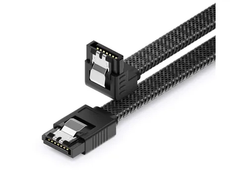 deleyCON deleyCON 30cm SATA 3 Kabel Nylon 6Gbit/s HDD SSD 1 L-Stecker 90° Computer-Kabel