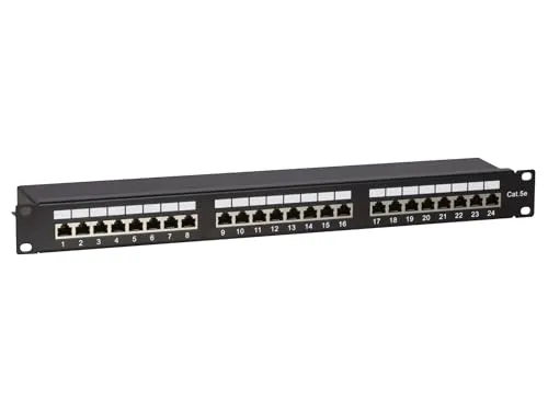 DS-IT CAT 5e, FTP Netzwerk-Patchpanel 24-fach - Patchpanel / Patchfeld, 24 Ports für eine zuverlässige Netzwerkverbindung, ideal für strukturierte Verkabelung in Büros und Rechenzentren.