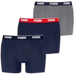 PUMA MEN EVERYDAY BASIC BOXERS 3P - Herren Boxershorts - Herrenunterhosen in grau und blau, aus 95% Baumwolle und 5% Elasthan für perfekten Tragekomfort mit elastischem Logobund.