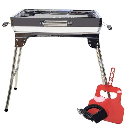 Grillpeter Mangal Iskander Edelstahl Schaschlik Grill - Grillzubehör aus rostfreiem Edelstahl, tragbar und einfach aufzubauen – ideal für köstliche Grillgerichte in der Natur.