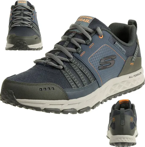 Sneaker SKECHERS "Escape Plan" für Herren, Gr. 48,5 - Blau (Navy) - Sportlicher Freizeitschuh aus Textil und Leder mit wasserabweisendem Material und Skechers Air-Cooled Memory Foam für optimalen Komfort.