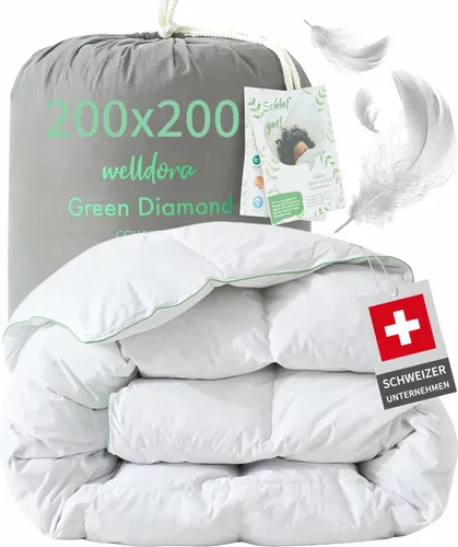 Welldora Komfort Bettdecke 200x200 | 100% Extraweiche Federn & Daunen - Bettdecken, fachärztlich geprüft mit „Sehr Gut“ von Dermatest und RDS-zertifiziert für Tierwohl. Genießen Sie ein luxuriöses Schlaferlebnis mit aktivem Klimaausgleich!