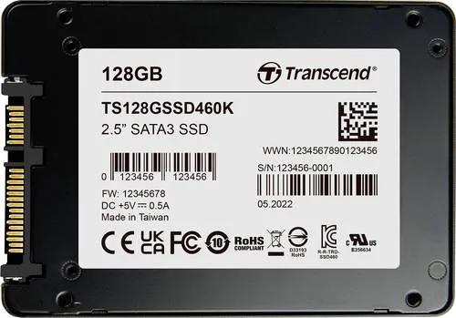 Transcend 128 GB mSATA SSD TS128GSSD460K-VS1 - Interne SSD-Festplatte mit 550 MB/s Lesegeschwindigkeit und 80.000 IOPS, ideal für schnelle Datenübertragungen in kleinen Geräten.