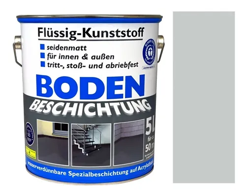 Wilckens Flüssig-Kunststoff Bodenbeschichtung LF, 5 l - Lichtgrau RAL 7035 - Betonfarben für Innen- und Außenbereiche, zähelastisch und umweltschonend. Ergiebig für ca. 50 m² bei einem Anstrich, ideal für Fußböden mit normaler Gehbelastung.