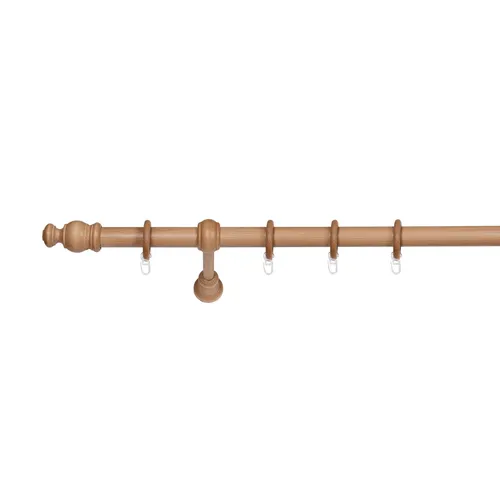 Ondeco Gardinenstange Holz 28mm 240 cm Buche - Elegante 1-lauf Vorhangstange in rustikalem Design. Die Komplettgarnitur ist einfach zu montieren und bietet vielfältige Gestaltungsmöglichkeiten für Ihre Fensterdekoration.