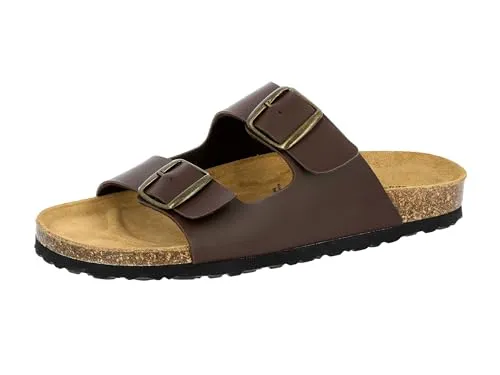 Lico Herren Bioline Man Pantoletten, Braun, 50 EU - Wanderschuhe mit verstellbaren Schnallen, ideal für Komfort und Unterstützung beim Wandern, ausgestattet mit dämpfungsaktiver EVA-Laufsohle.