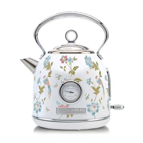 Laura Ashley Elveden Weiß Kabelloser Wasserkocher - Wasserkocher mit 1,7 Litern Kapazität und 2,2 kW Schnellkochtechnologie, ideal für schnelles Kochen und ausgestattet mit Überhitzungsschutz für maximale Sicherheit.