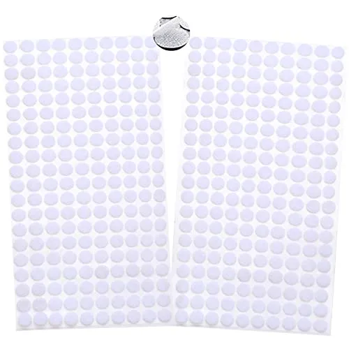 Klett Klebepunkte,Klettpunkte Selbstklebend 10mm,400 Stück Punkte 200 Paar Schlaufe Punkte Self Adhesive Klebend Klettverschluss für Papier,Metall,Kunststoff,Glas,Leder (Weiß)