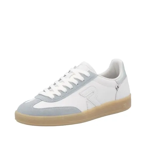 Rieker Sneaker Low San Diego - Damen Sneaker aus Glattleder in Weiß/Hellgrau - Sneaker für Damen aus hochwertigem Glattleder mit Swing2GO Innensohle für optimale Energierückgabe. Strapazierfähige TR-Laufsohle bietet exzellente Traktion.