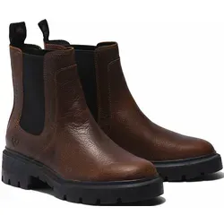 Timberland Leder-Chelsea-Boots "Cortina Valley" in Braun - 37 - Wanderschuhe mit Stretch-Einlassungen für optimalen Sitz, verstärkter Vorder- und Hinterkappe sowie Zugschlaufe für einfaches Anziehen – ideal für Komfort und Stil.